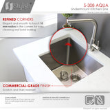 STYLISH 19 inch Single Bowl Undermount Stainless Steel Kitchen Sink Laundry