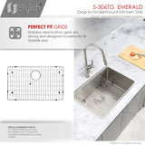 STYLISH 28 inch Single Bowl Drop-in/Undermount Stainless Steel Kitchen Sink S-306G
