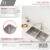 STYLISH 32 inch Double Bowl Undermount Stainless Steel Kitchen Sink