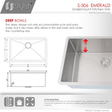 STYLISH 28 inch Single Bowl Undermount Stainless Steel Kitchen Sink