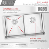 STYLISH 32 inch Slim Low Divider Double Bowl Undermount Stainless Steel Kitchen Sink