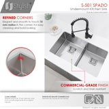 STYLISH 33 inch Slim Low Divider Double Bowl Undermount Stainless Steel Kitchen Sink