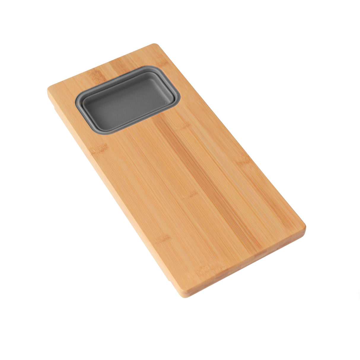 AZUNI 18 inch Kitchen Sink Bamboo Cutting Board set with 1 Collapsible Container