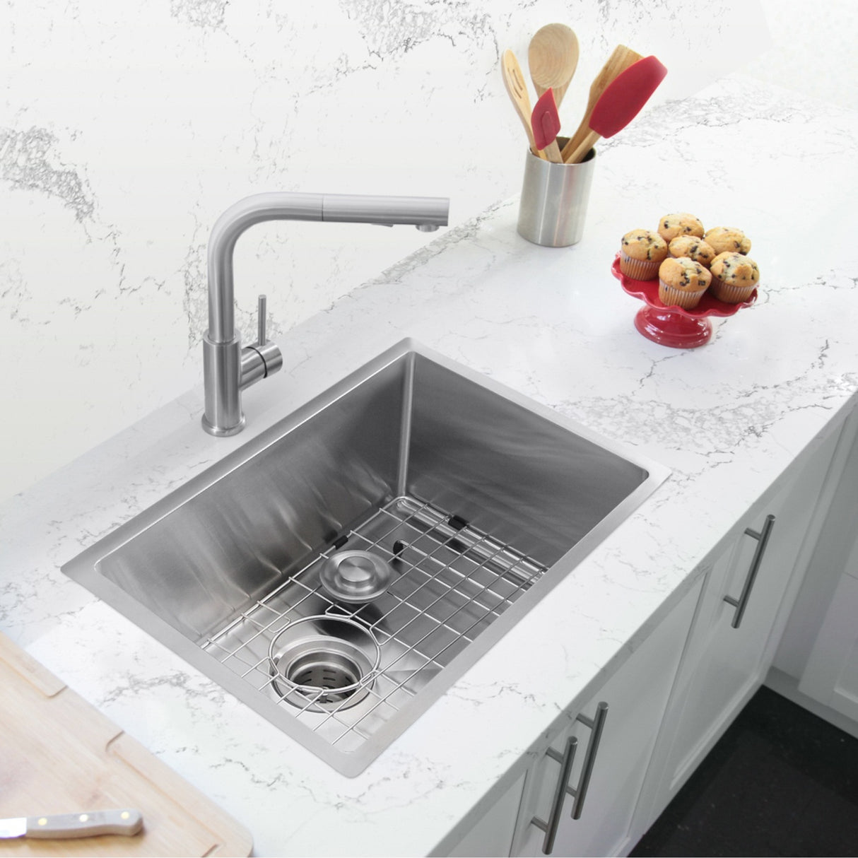 STYLISH 28 inch Single Bowl Drop-in/Undermount Stainless Steel Kitchen Sink S-306G