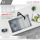 STYLISH 30 inch Workstation Single Bowl Undermount 16 Gauge Stainless Steel Kitchen Sink with Built in Accessories