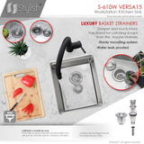 STYLISH 15 inch Workstation Single Bowl Undermount 16 Gauge Stainless Steel Kitchen Sink with Built in Accessories