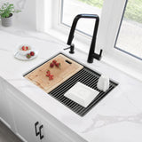 STYLISH 25 inch Workstation Single Bowl Undermount 16 Gauge Stainless Steel Kitchen Sink with Built in Accessories