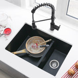STYLISH 27 inch Dual Mount 60/40 Double Bowl Composite Granite Kitchen Sink with Strainer