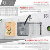 STYLISH 33 inch Workstation Single Bowl Undermount 16 Gauge Stainless Steel Kitchen Sink with Built in Accessories