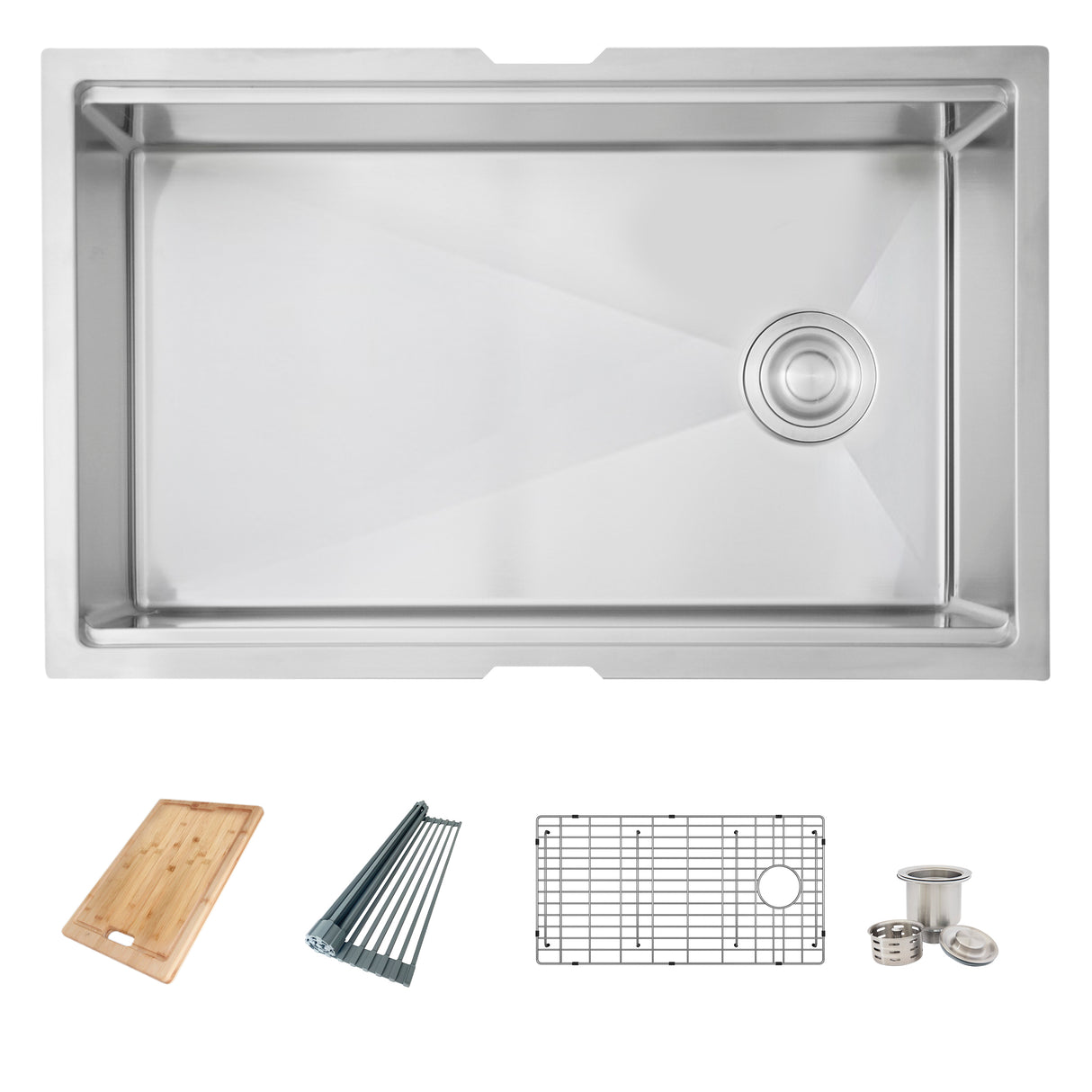 AZUNI 30"L x 19"W Undermount Single Bowl Kitchen Sink Workstation with Accessories Included