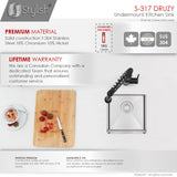 STYLISH 15 inch Single Bowl Undermount Stainless Steel Kitchen Sink