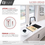 STYLISH 25 inch Workstation Single Bowl Undermount 16 Gauge Stainless Steel Kitchen Sink with Built in Accessories