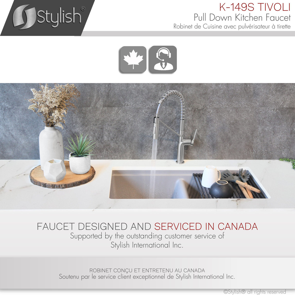 STYLISH Kitchen Sink Faucet Single Handle Pull Down Dual Mode