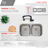 STYLISH 32 inch Double Bowl Undermount and Drop-in Kitchen Sink