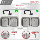 STYLISH 32 inch Double Bowl Undermount and Drop-in Kitchen Sink