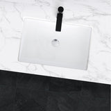 STYLISH 24 inch Rectangular Undermount Ceramic Bathroom Sink with 2 Overflow Finishes
