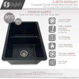 STYLISH 27 inch Dual Mount 60/40 Double Bowl Composite Granite Kitchen Sink with Strainer