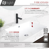 STYLISH 24 inch Rectangular Undermount Ceramic Bathroom Sink with 2 Overflow Finishes