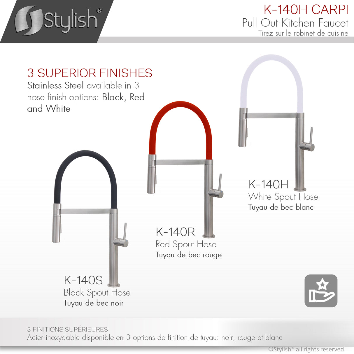 STYLISH Stainless Steel Single Handle Pull Out Dual Mode Kitchen Sink Faucet with Spout Hose