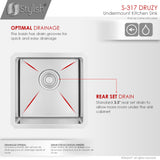 STYLISH 15 inch Single Bowl Undermount Stainless Steel Kitchen Sink