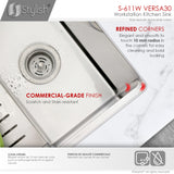 STYLISH 30 inch Workstation Single Bowl Undermount 16 Gauge Stainless Steel Kitchen Sink with Built in Accessories
