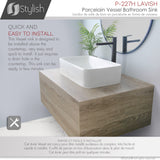 STYLISH 19 inch White Rectangular Ceramic Vessel Bathroom Sink