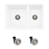 STYLISH 27 inch Dual Mount 60/40 Double Bowl Composite Granite Kitchen Sink with Strainer