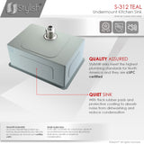 STYLISH 25 inch Single Bowl Undermount Stainless Steel Kitchen Sink