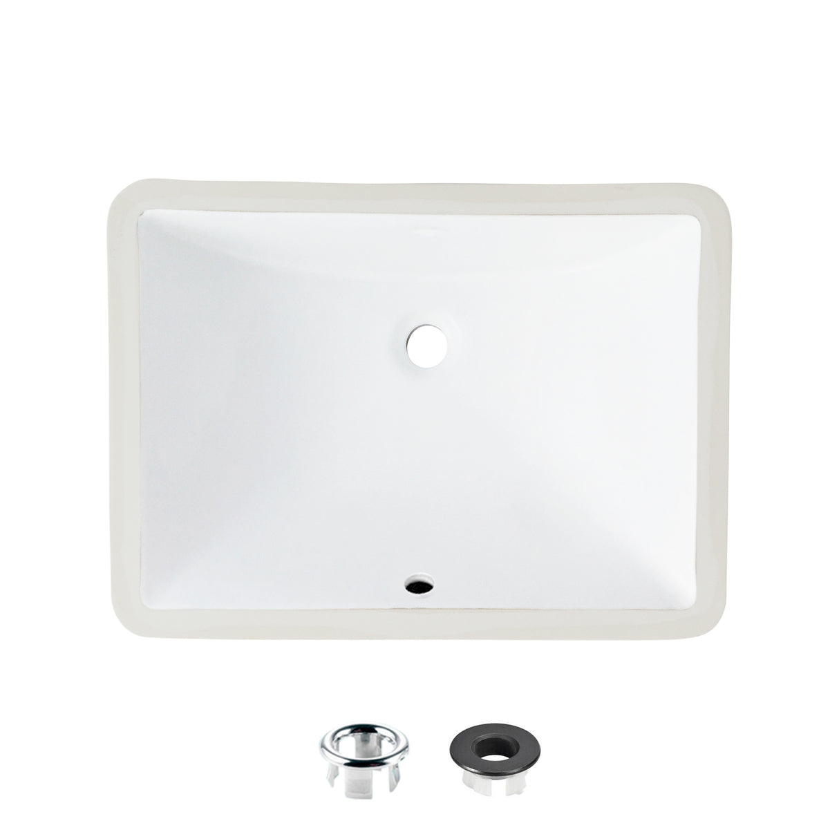STYLISH 18 inch Rectangular Undermount Bathroom Sink with Overflow Polished Chrome