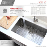 STYLISH 30 inch Single Bowl Stainless Steel Kitchen Sink with Square Strainer