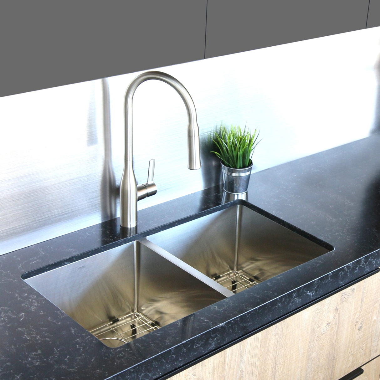 STYLISH 32 inch Double Bowl Undermount Stainless Steel Kitchen Sink