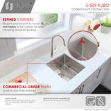 STYLISH 16 inch Single Bowl Stainless Steel Kitchen Sink with Square Strainer