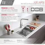 STYLISH 32 inch Slim Low Divider Double Bowl Undermount Stainless Steel Kitchen Sink
