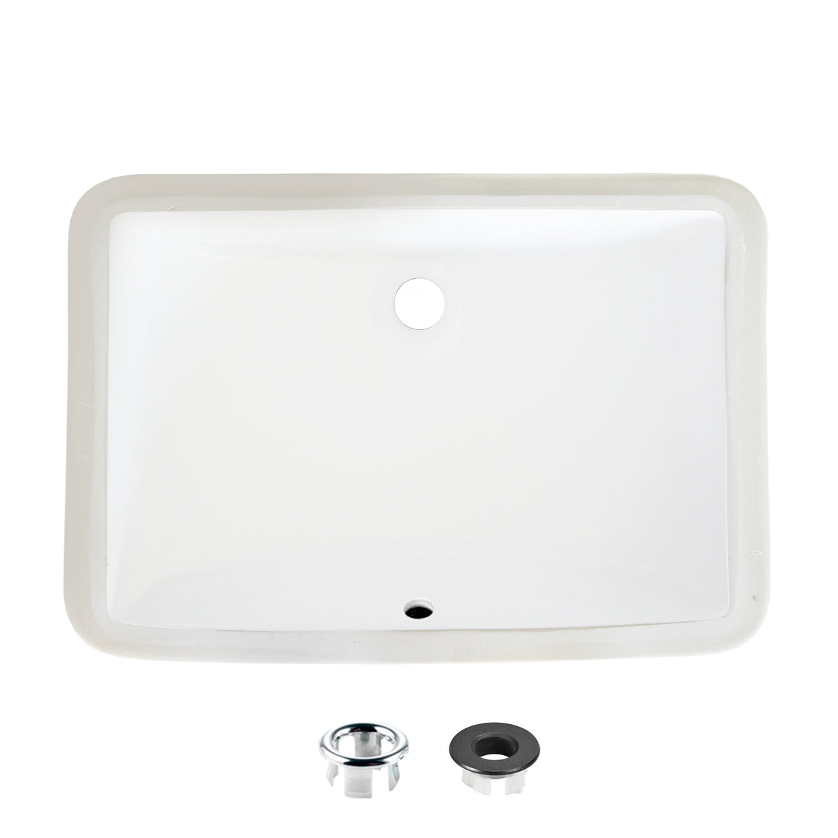 STYLISH 21 inch Rectangular Undermount Bathroom Sink with Overflow Polished Chrome