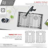 STYLISH 28 inch Double Bowl Dual mount 18G Stainless Steel Kitchen Sink with Grids and Strainers