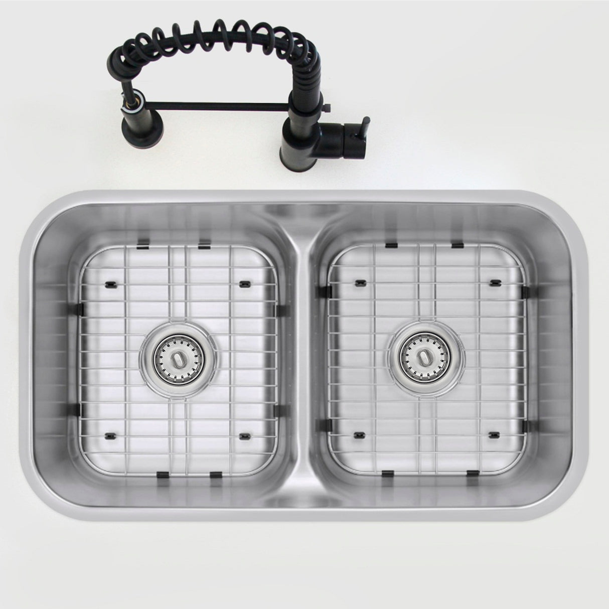 STYLISH 32 Low Divider Double Undermount and Drop-in Kitchen Sink