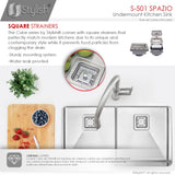 STYLISH 33 inch Slim Low Divider Double Bowl Undermount Stainless Steel Kitchen Sink