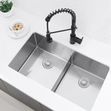 STYLISH 32 inch Slim Low Divider Double Bowl Undermount Stainless Steel Kitchen Sink