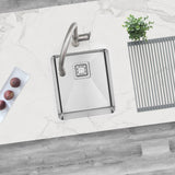 STYLISH 16 inch Single Bowl Stainless Steel Kitchen Sink with Square Strainer