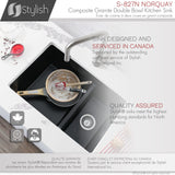 STYLISH 27 inch Dual Mount 60/40 Double Bowl Composite Granite Kitchen Sink with Strainer