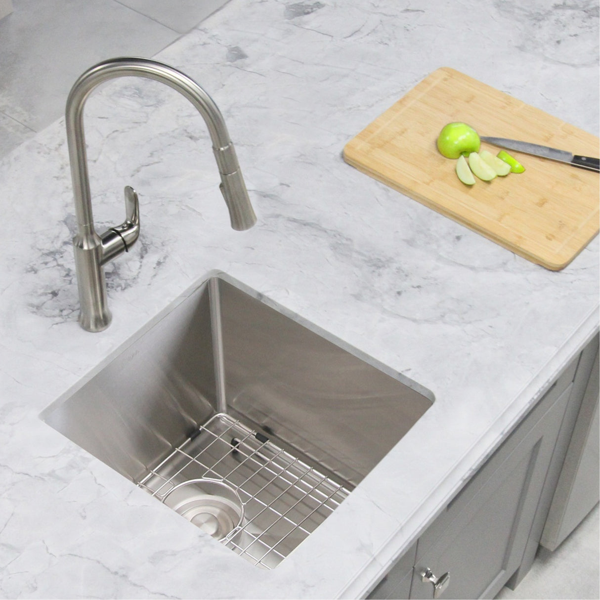 STYLISH 15 inch Single Bowl Undermount Stainless Steel Kitchen Sink