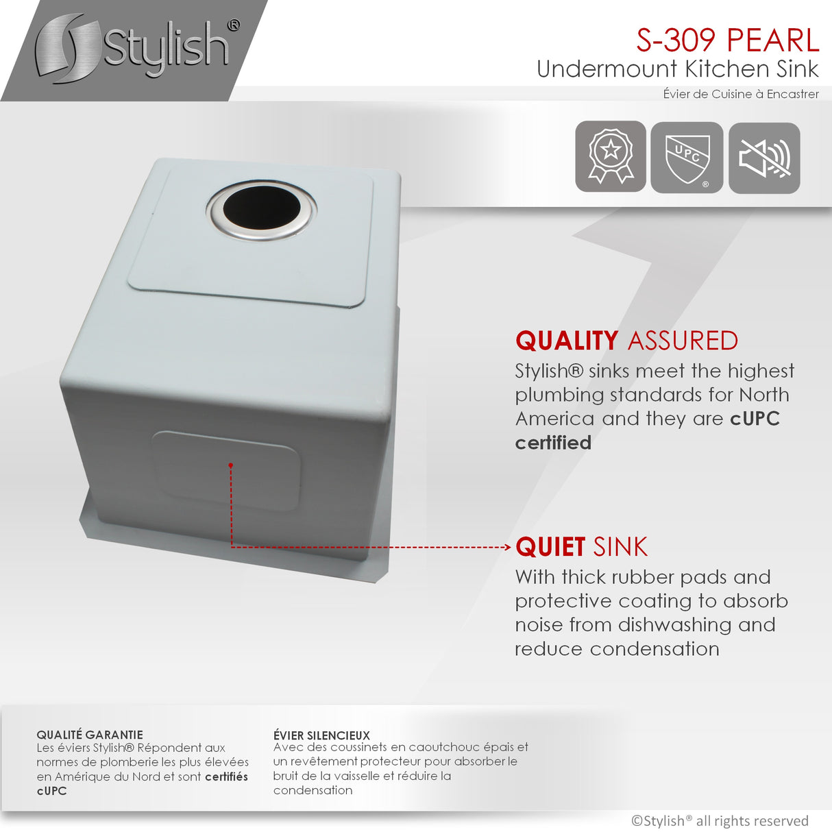 STYLISH 16 inch Single Bowl Undermount Stainless Steel Kitchen Sink Laundry