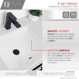 STYLISH 18 inch Rectangular Undermount Bathroom Sink with Overflow Polished Chrome