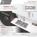STYLISH 33 inch Slim Low Divider Double Bowl Undermount Stainless Steel Kitchen Sink