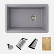 Dual Mount 28 Inch Composite Granite Single Bowl Workstation Kitchen Sink With Cutting Board S 828Wlk