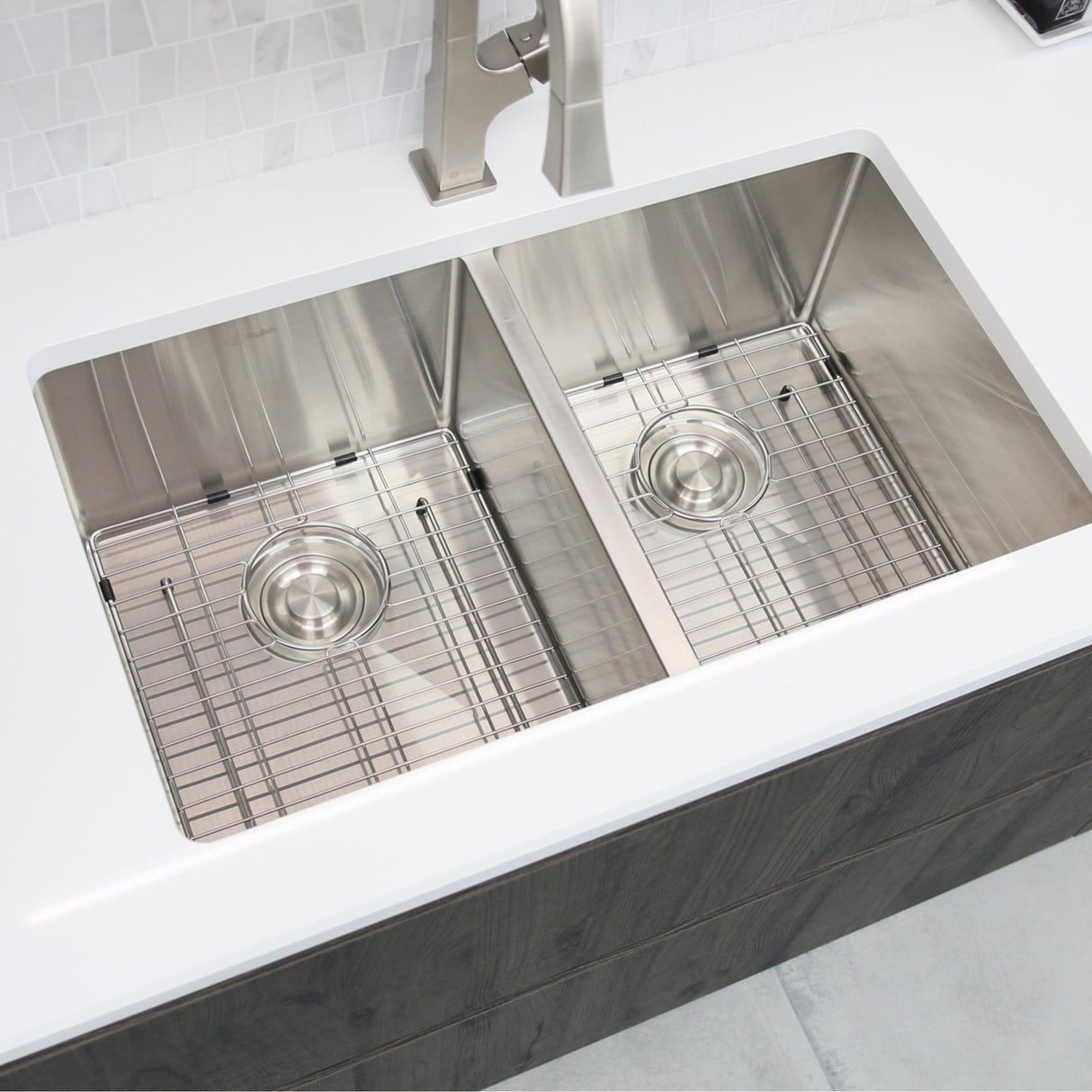 STYLISH 30 inch Double Bowl Undermount Stainless Steel Kitchen Sink