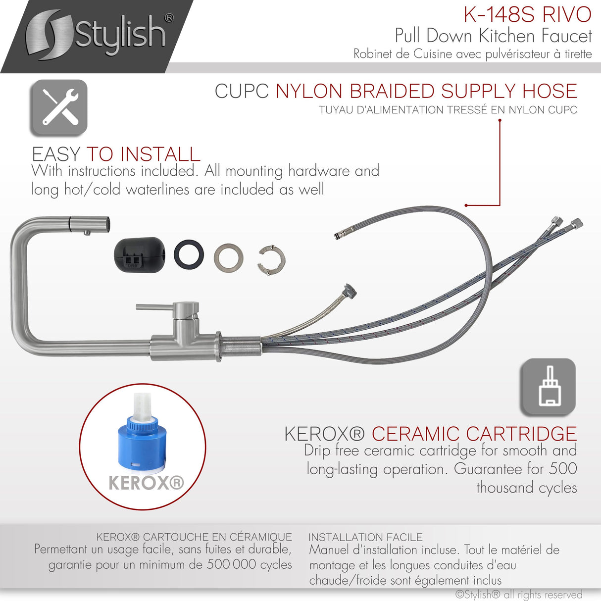 STYLISH Kitchen Sink Faucet Single Handle Pull Down Dual Mode