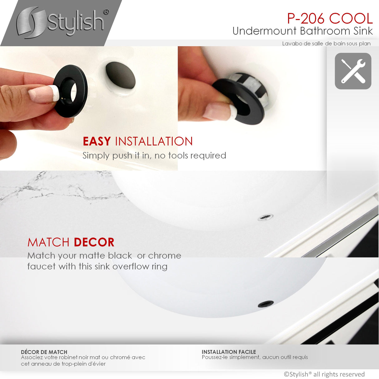 STYLISH 19 inch Oval Undermount Bathroom Sink with Overflow