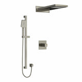 Type T/P (thermostatic/pressure balance) " coaxial 3-way system with hand shower rail and rain and cascade shower head