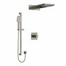 Type T/P (thermostatic/pressure balance) " coaxial 3-way system with hand shower rail and rain and cascade shower head